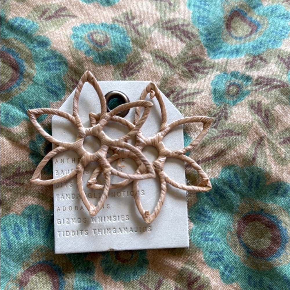 Anthropologie Beige Floral Earrings